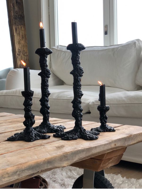Art Candleholder Matt Black Medium