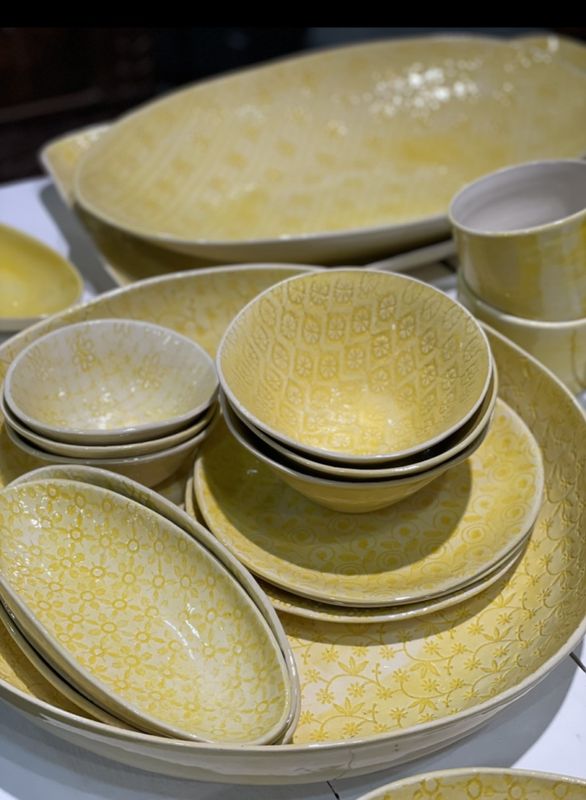 Trough Large Mixed Pattern Yellow 