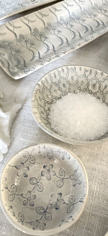 Soap Flat Oval Dish Mix Pattern Duck Egg